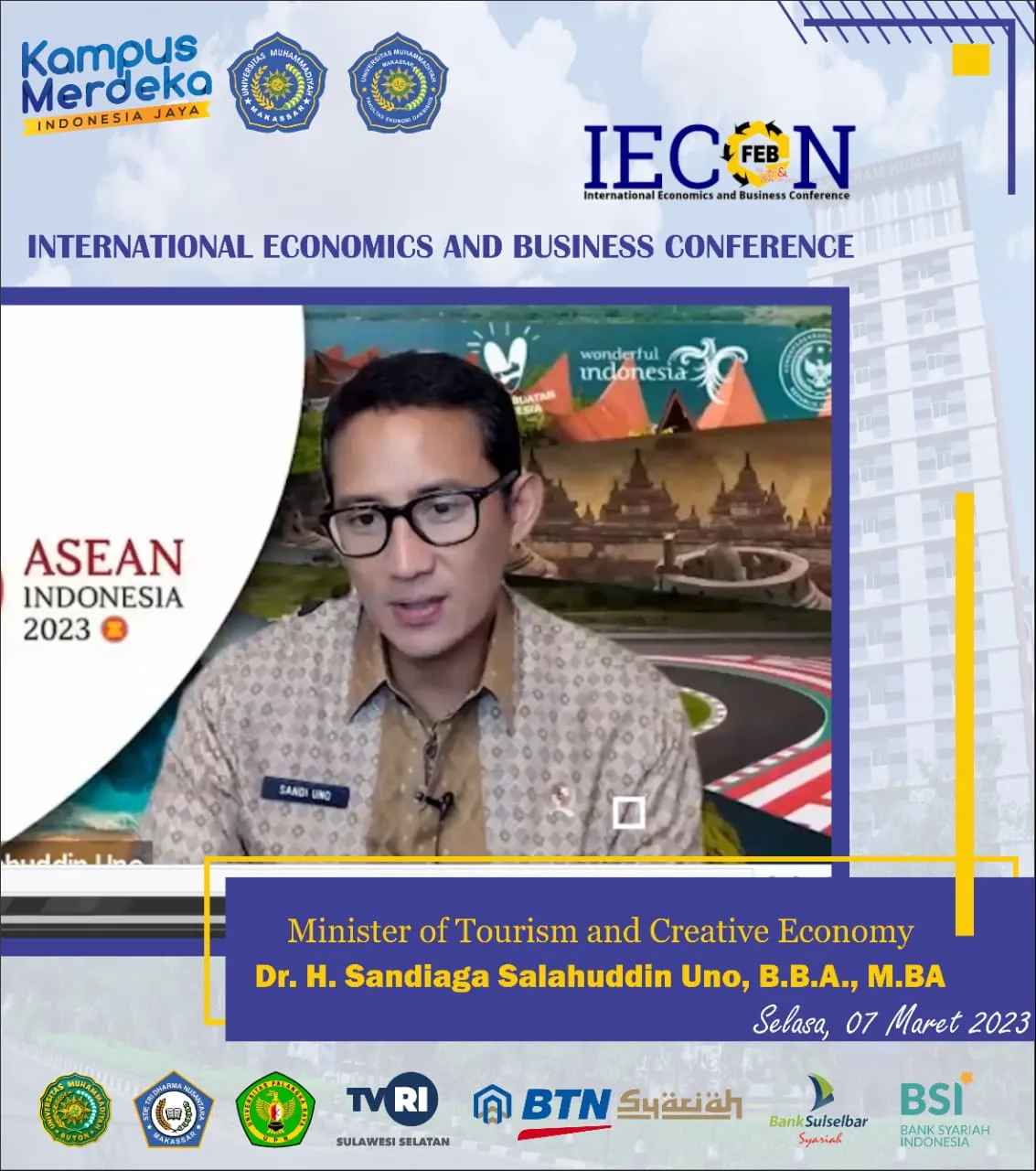 Dr. H. Sandiaga Salahuddin Uno, B.B.A., M.B.A. Menjadi Keynote Speaker Dalam Seminar IECON